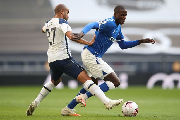 Carlo Ancelloti summer signing from Watford Doucoure in action against Tottenham. Image: Getty Images