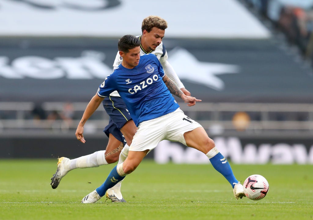 James Rodriguez in action against Tottenham. Image: Getty Images