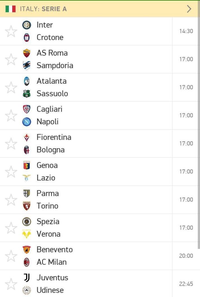 Serie A is back. Here are the fixtures this weekend.