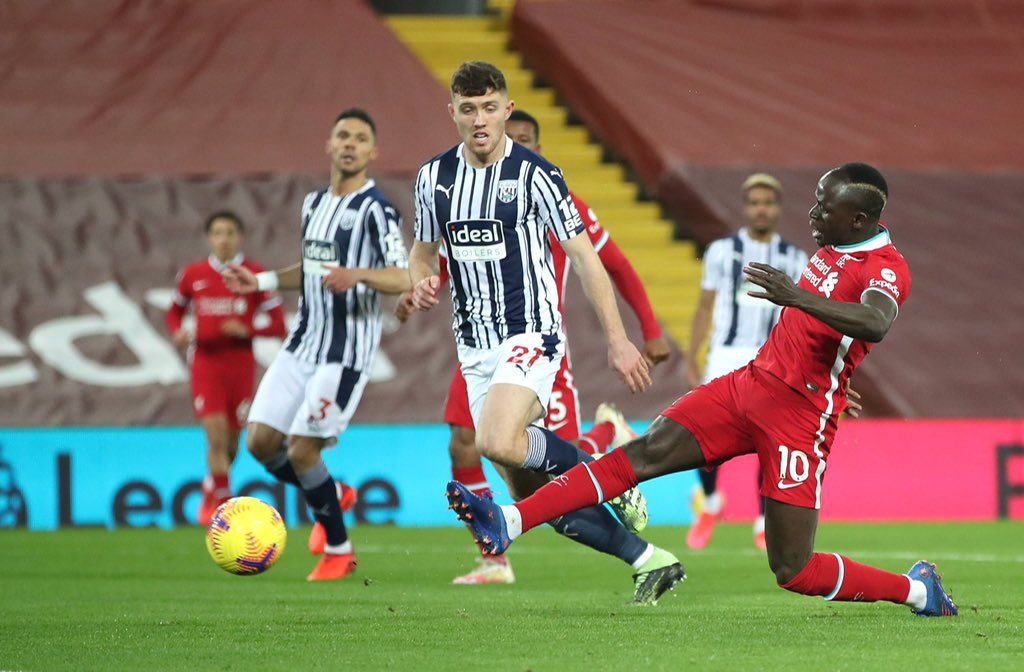 Sadio Mane vs WestBrom in a past match featuring for Liverpool, Premier League 20/21.