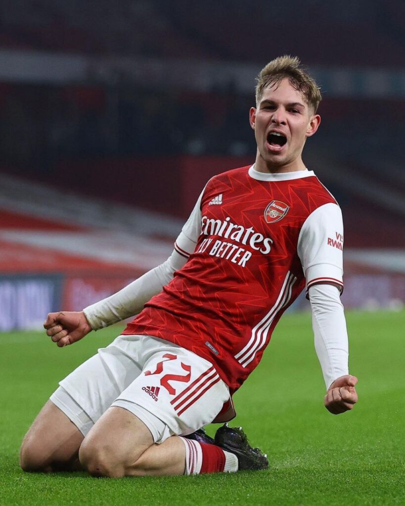 Emile Smithe Rowe celebrating his winning goal vs Newcastle. Arsenal won 2:0. Photo credits : Arsenal. Arsenal have kicked off their title defence with a win vs NewCastle FC
