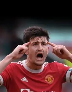 Harry Maguire looks on during United's past game vs Aston Villa in the Premier League.