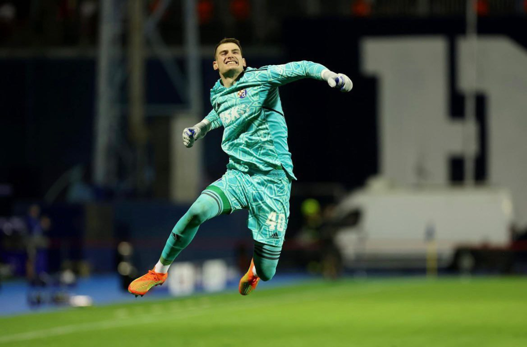 Livakovic celebrating a win for his team.