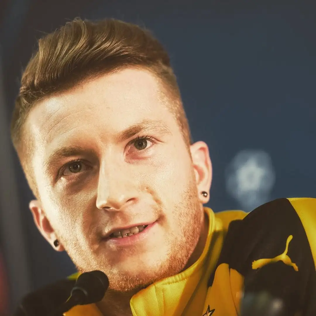 Marco Reus giving a presser recently. The German star has extended his contract with Dortmund. Photo Credits: Borrusia Dortmund