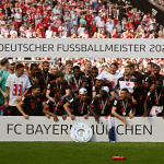 Bayern players celebrate another Bundesliga title
